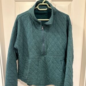 Eddie Bauer Womens Quilted Fleece Half Zip Sweatshirt